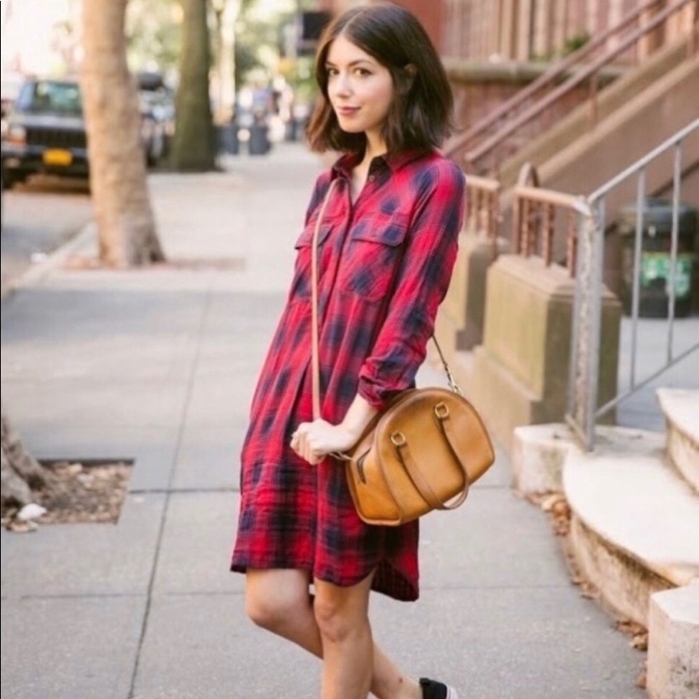 Madewell daywalk Albion red plaid dress